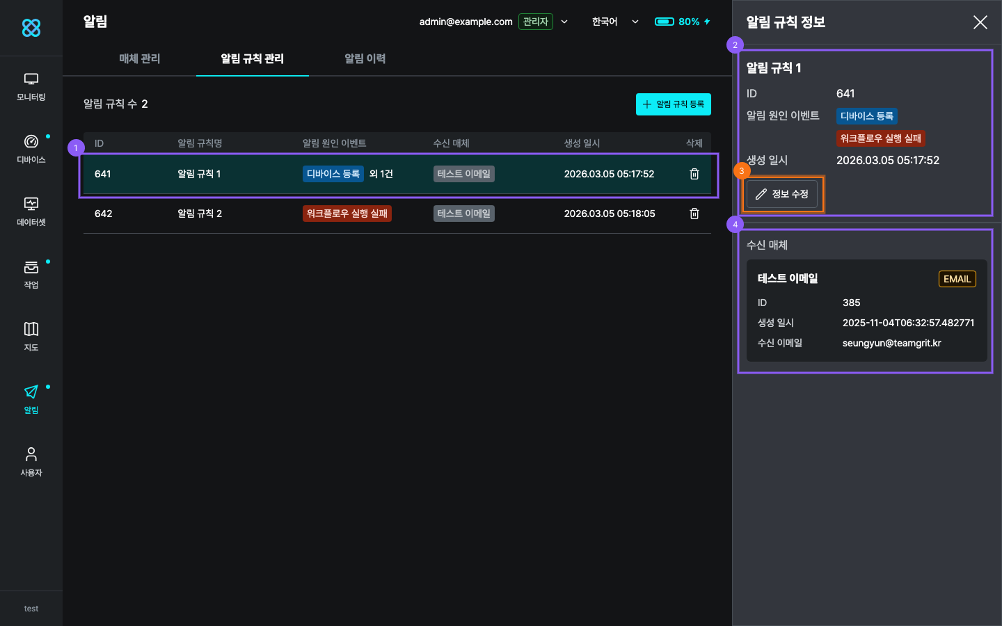 알림 규칙 상세 정보