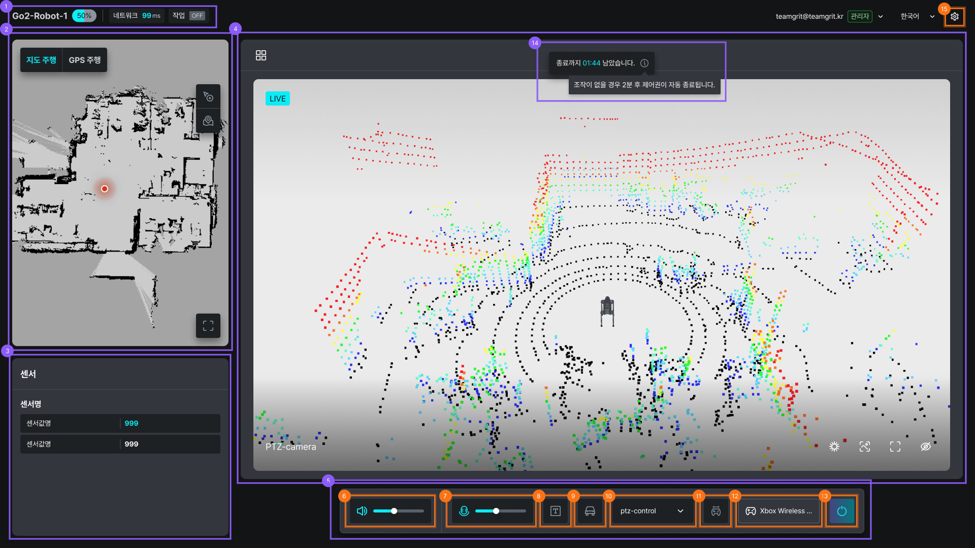 제어센터 기본 화면